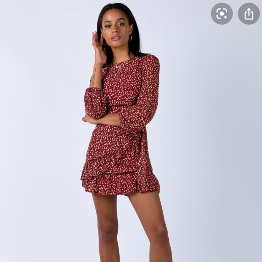 Princess Polly Long Sleeve Mini Red Floral Dress